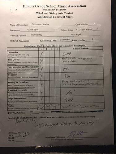 comment sheet